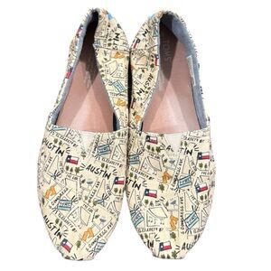 TOMS Women Slip On Shoes - Austin Texas Map - 8.5 -GUC